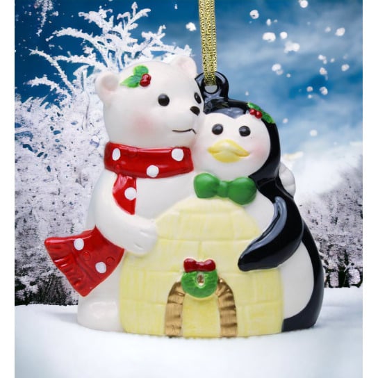 Ceramic Polar Bear Penguin Ornament 3.75 Inch Winter Gift Mom Image 1