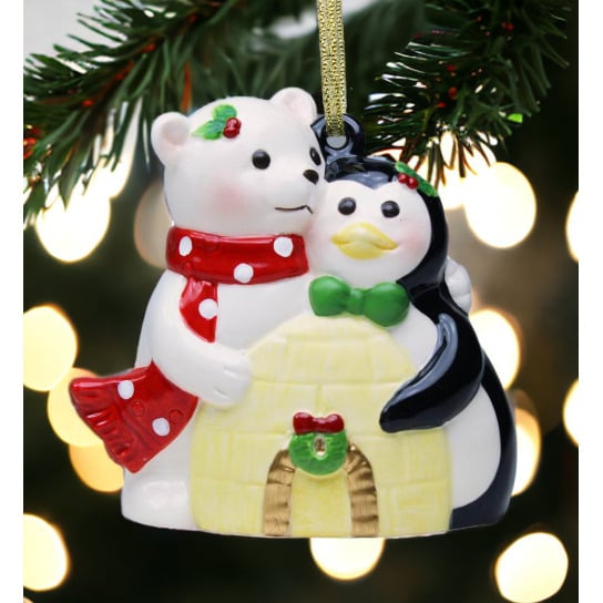 Ceramic Polar Bear Penguin Ornament 3.75 Inch Winter Gift Mom Image 2