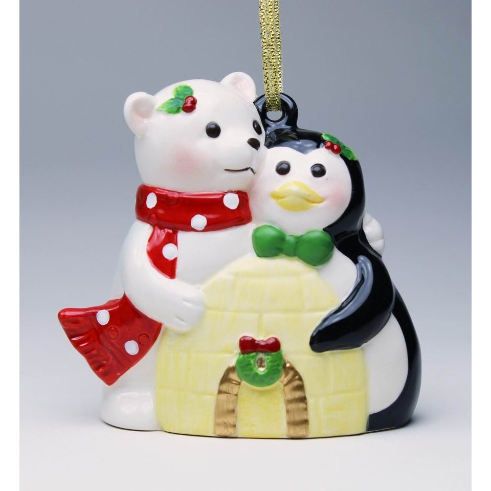 Ceramic Polar Bear Penguin Ornament 3.75 Inch Winter Gift Mom Image 3