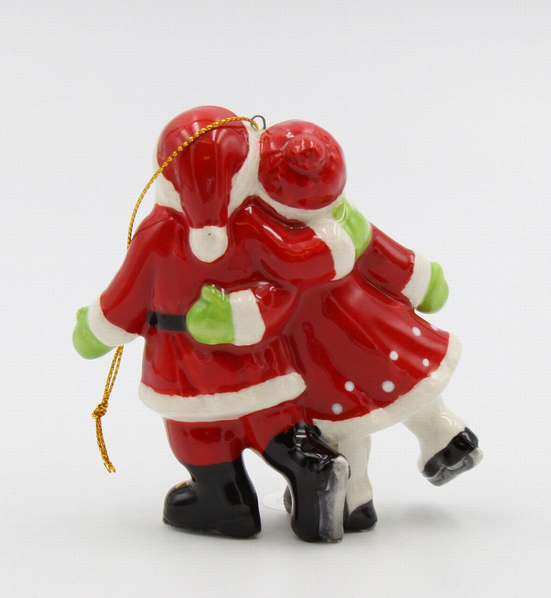 Ceramic Santa and Mrs Claus Ice Skating Ornament 3.625 x 1.5 x 4 Image 6