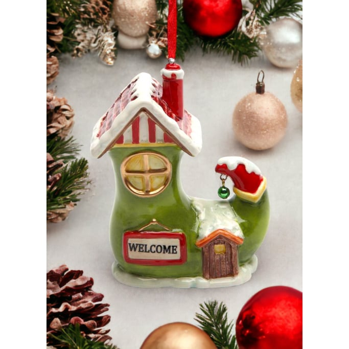 Ceramic Santas Village Shoe House Ornament 31x175x418 Handcrafted Image 1