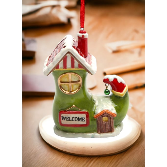 Ceramic Santas Village Shoe House Ornament 31x175x418 Handcrafted Image 2