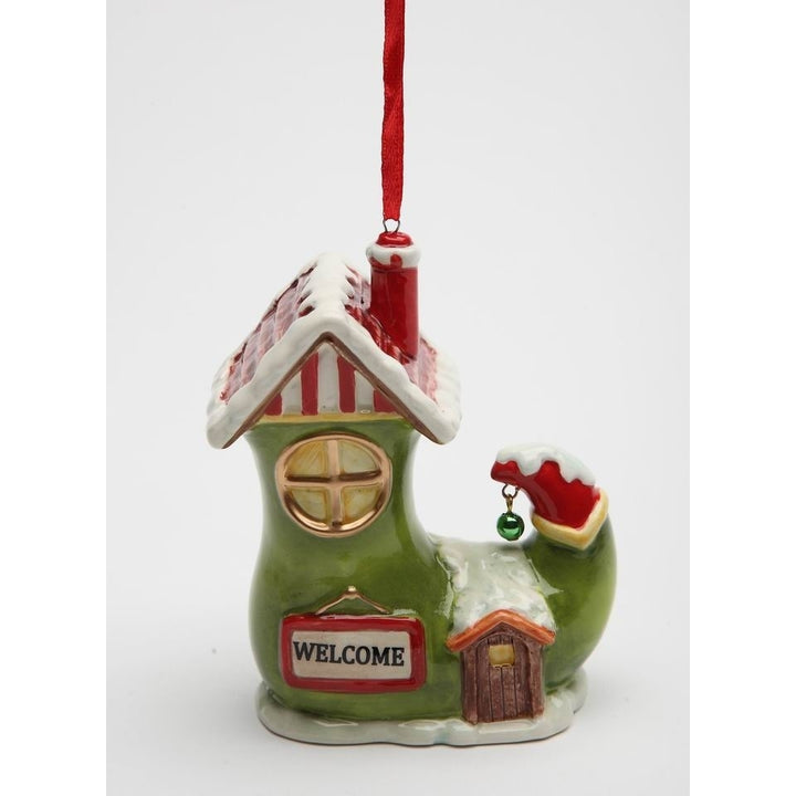 Ceramic Santas Village Shoe House Ornament 31x175x418 Handcrafted Image 3