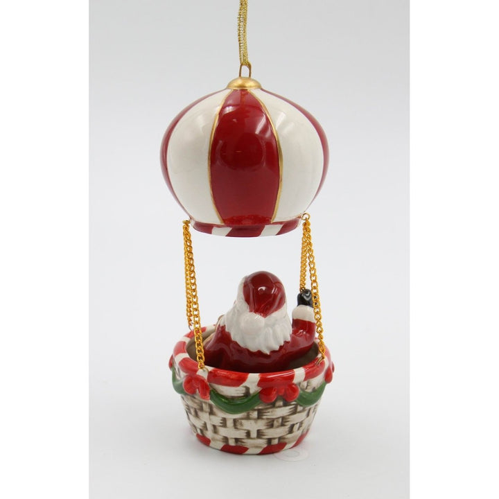 Ceramic Santa Hot Air Balloon Ornament 2.75x5.375 Christmas Gift Image 4