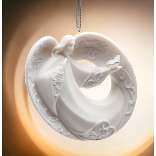 Ceramic Angel Ornament with Butterfly 3x1x3.375 Religious Gift Image 1