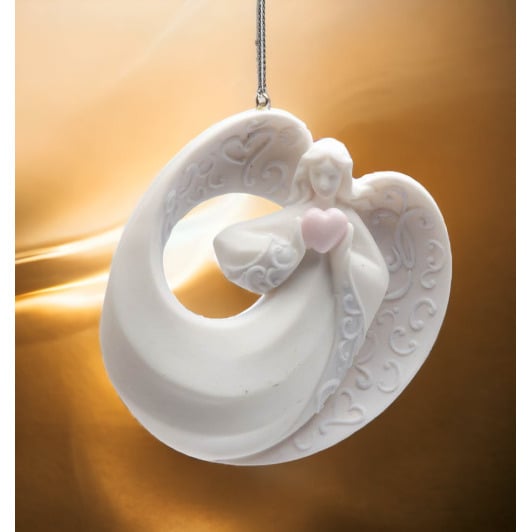 Ceramic Angel Ornament with Heart 3x1x3.38in Image 1