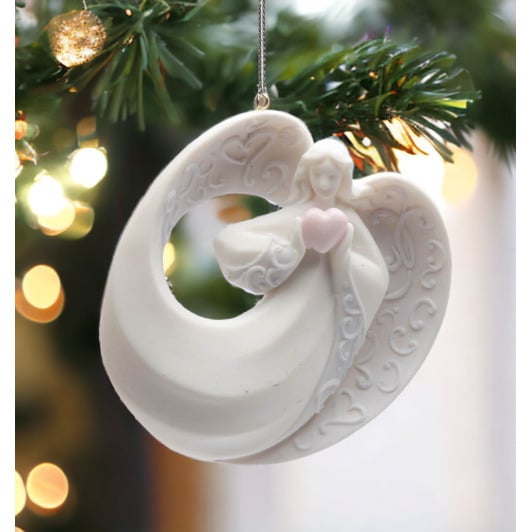 Ceramic Angel Ornament with Heart 3x1x3.38in Image 2