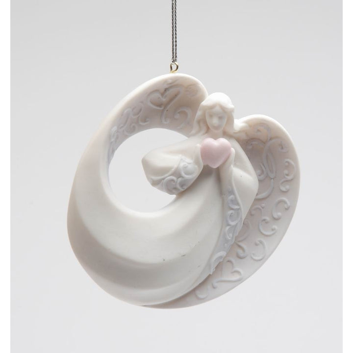 Ceramic Angel Ornament with Heart 3x1x3.38in Image 3