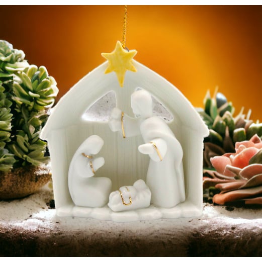 Ceramic Holy Family Nativity Ornament 26 x 125 x 287 Inches Religious Image 1