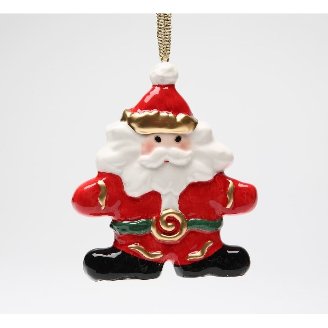 Ceramic Holiday Ornaments Set of 4 Train Angel Santa Children Gift Image 3