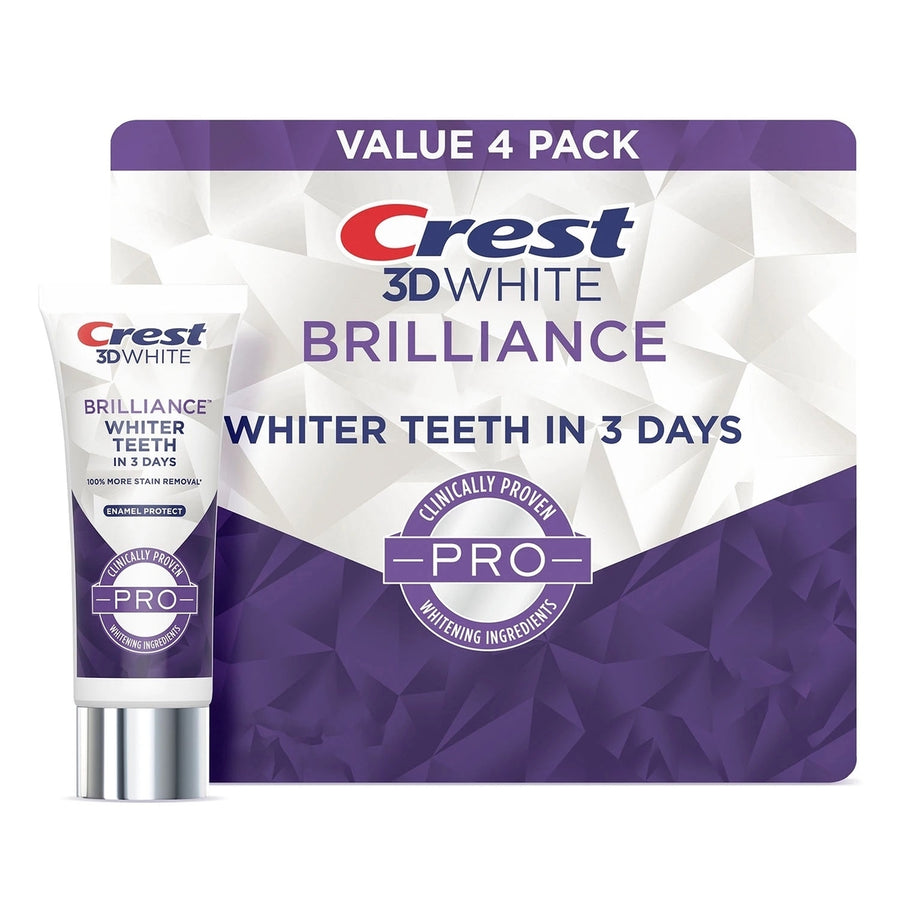 Crest 3D White Brilliance PRO Enamel Protect Toothpaste3 Ounce (Pack of 4) Image 1