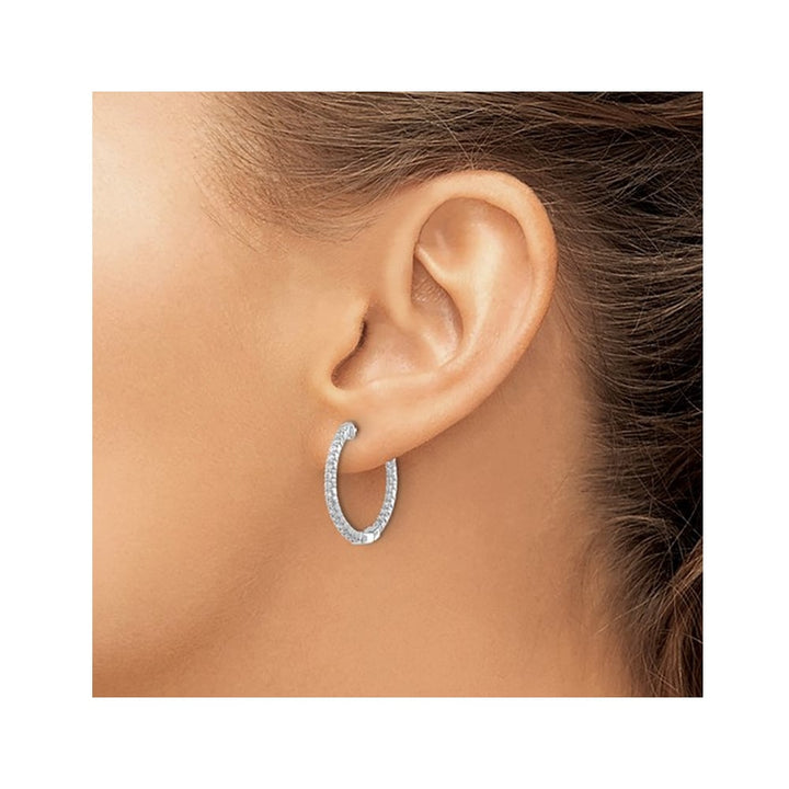5/8 Carat (ctw SI1-SI2H-I) Lab Grown Diamond Hoop Earrings in 14K White Gold Image 3