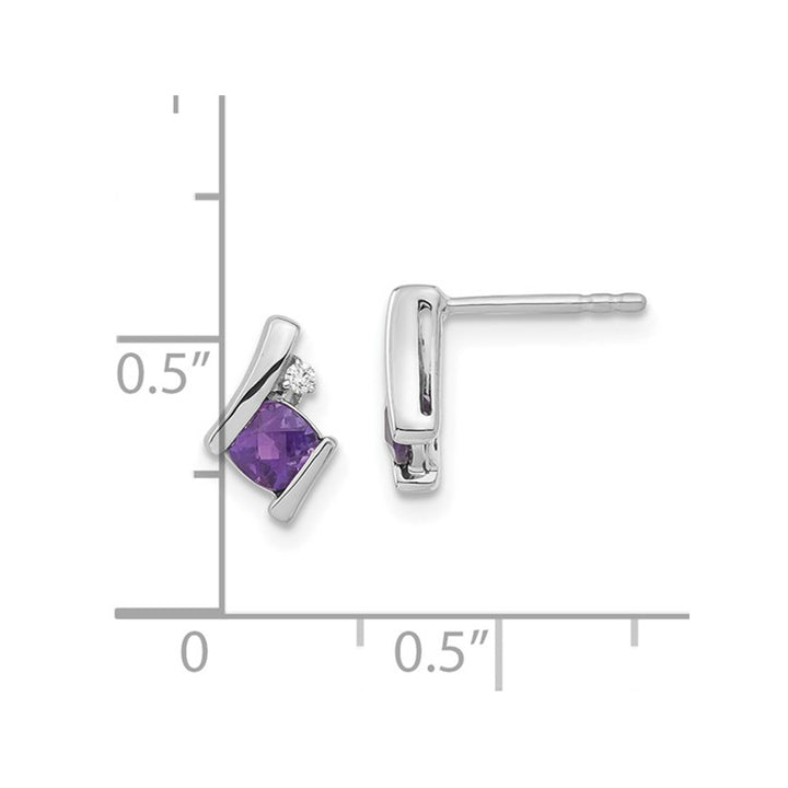 1/2 Carat (ctw) Cushion Cut Amethyst Stud Earrings in Sterling Silver Image 4