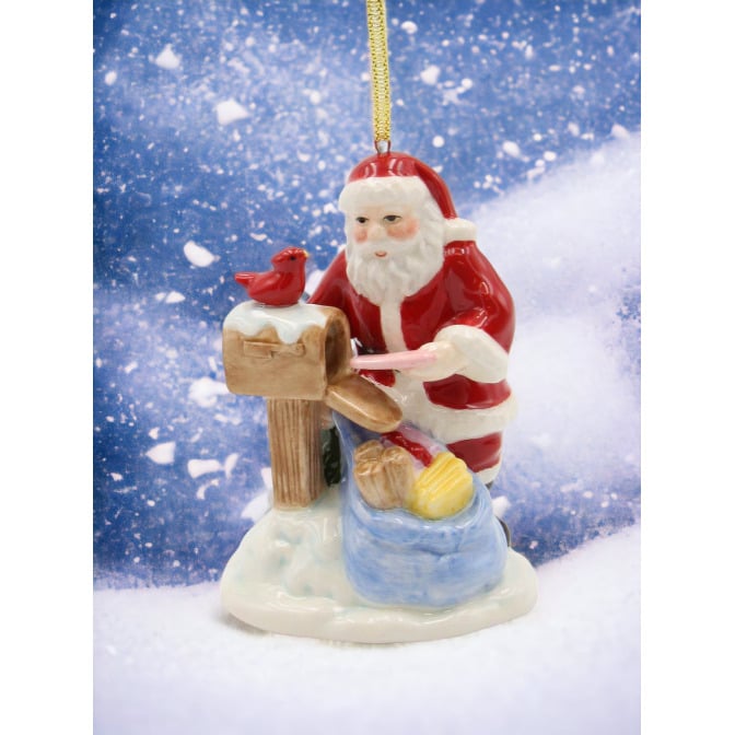 Ceramic Santa Ornament with Mail Box 2.5x2.75x4 Home Kitchen Image 1