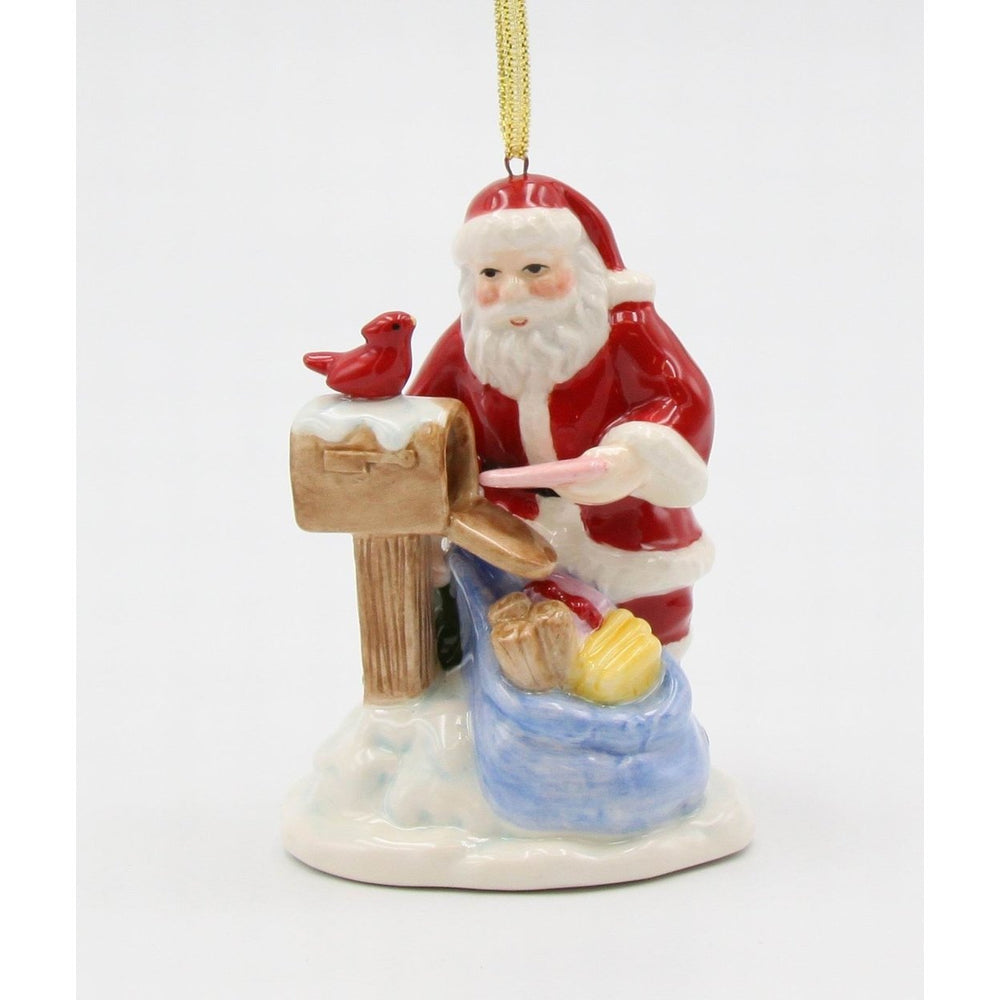 Ceramic Santa Ornament with Mail Box 2.5x2.75x4 Home Kitchen Image 2