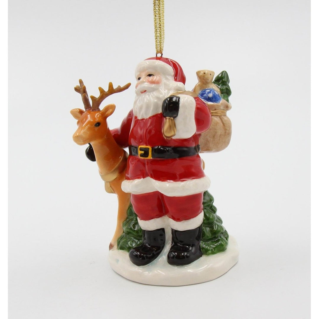 Ceramic Christmas Santa Reindeer Ornament 2.625x2.375x4 Image 3