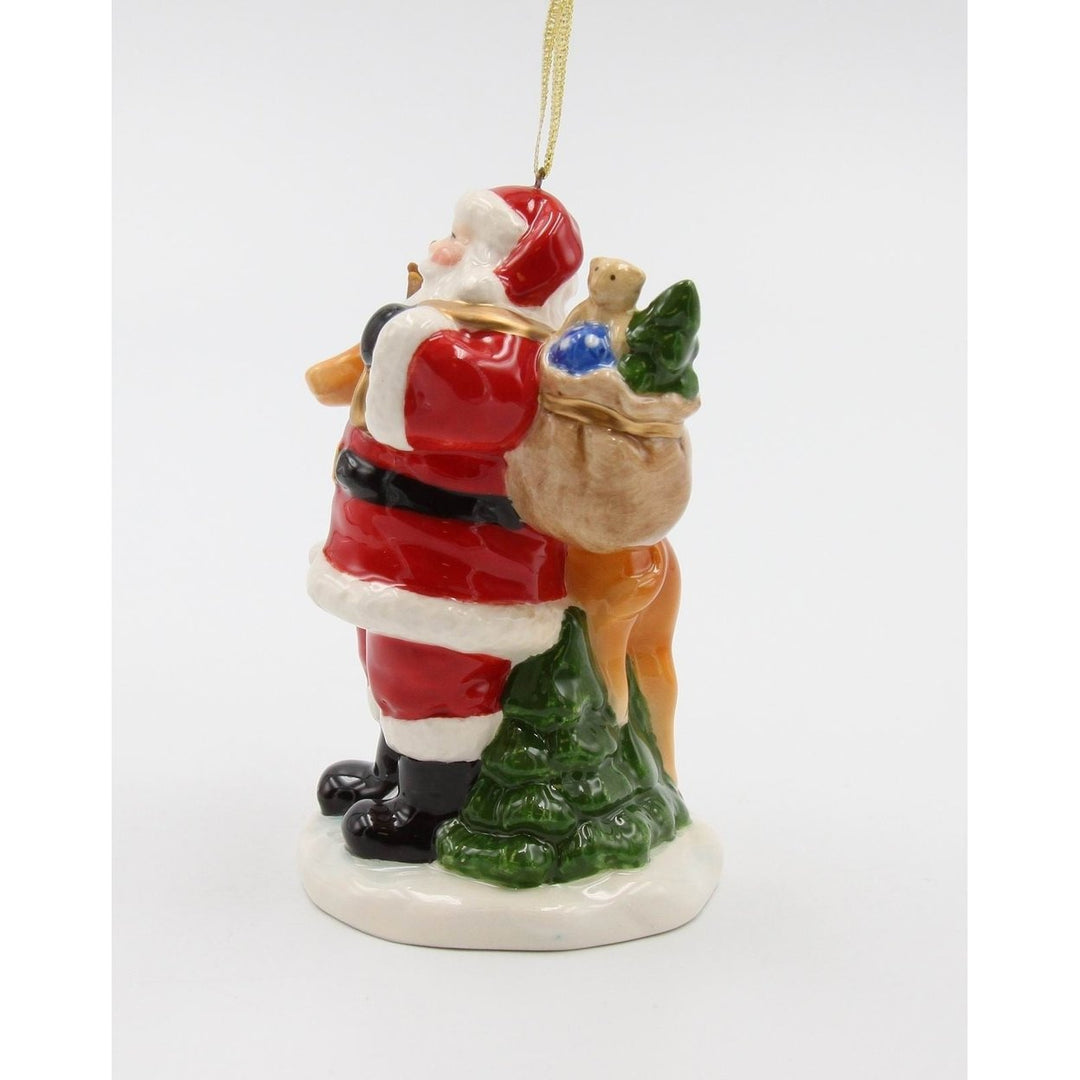 Ceramic Christmas Santa Reindeer Ornament 2.625x2.375x4 Image 4