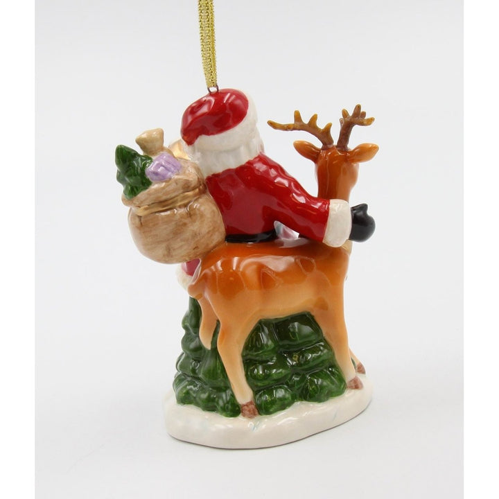 Ceramic Christmas Santa Reindeer Ornament 2.625x2.375x4 Image 4