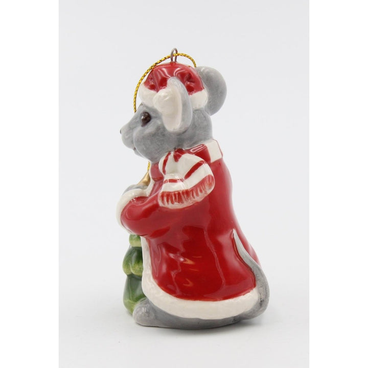 Ceramic Christmas Mouse Ornament 2 1/8" x 2" x 3 1/4" Image 7