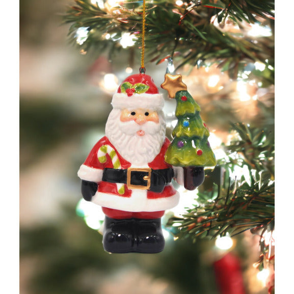 Ceramic Santa Christmas Tree Ornament 3in  Kitchen Image 1