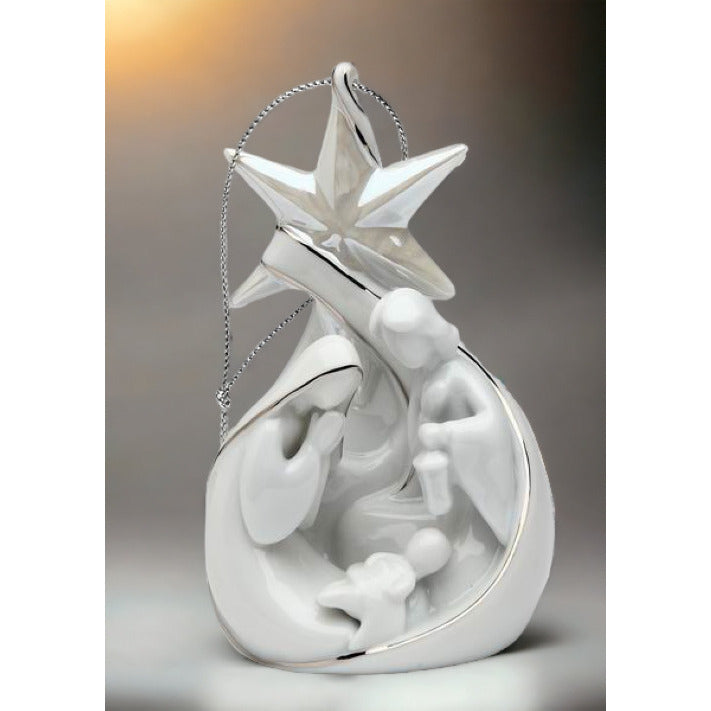 Ceramic Nativity Star With Holy Family Christmas OrnamentHome DcorReligious DcorReligious GiftChurch Dcor, Image 1