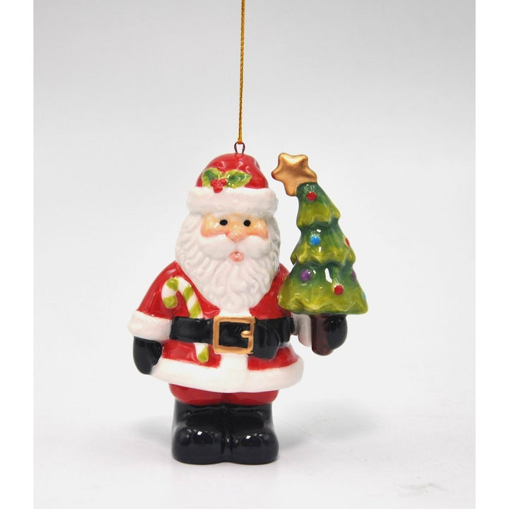 Ceramic Santa Christmas Tree Ornament 3in  Kitchen Image 3