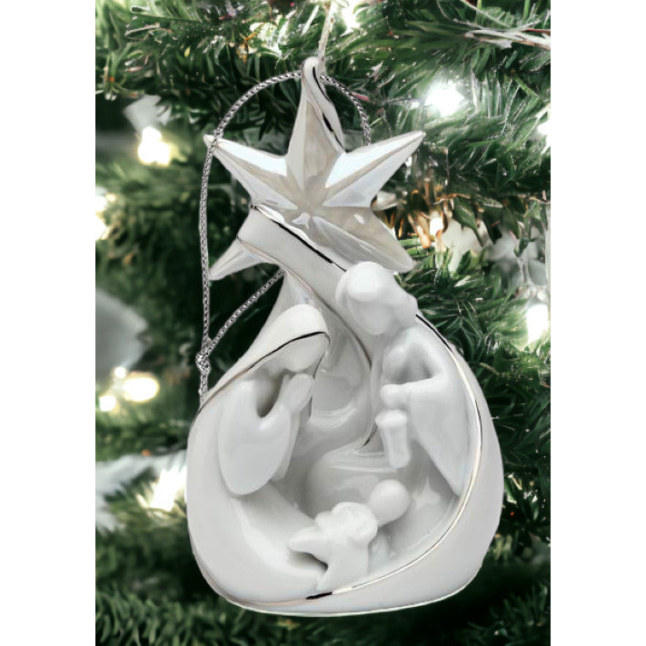 Ceramic Nativity Star With Holy Family Christmas OrnamentHome DcorReligious DcorReligious GiftChurch Dcor, Image 2