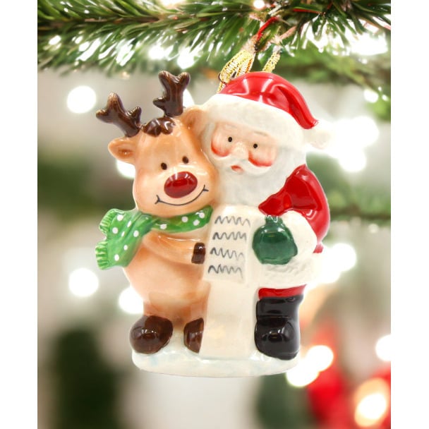 Ceramic Santa Reindeer Ornament 3 inch Holiday Kitchen Image 2