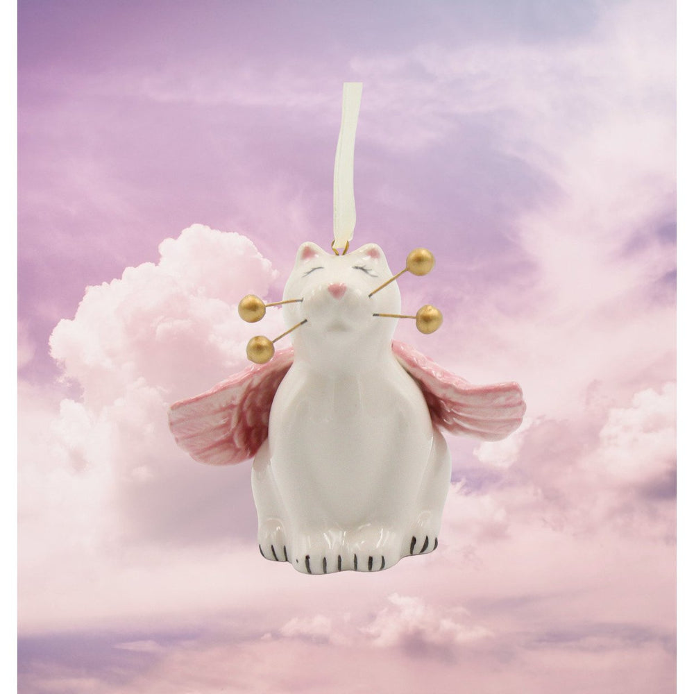 Ceramic Cat Angel Ornament 2.75" Home Gift for Cat Image 2