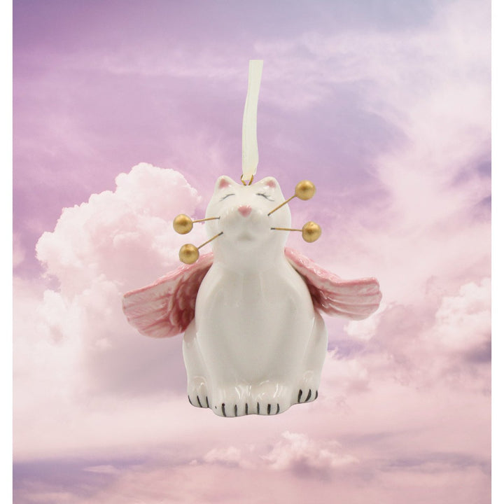 Ceramic Cat Angel Ornament 2.75" Home Gift for Cat Image 2