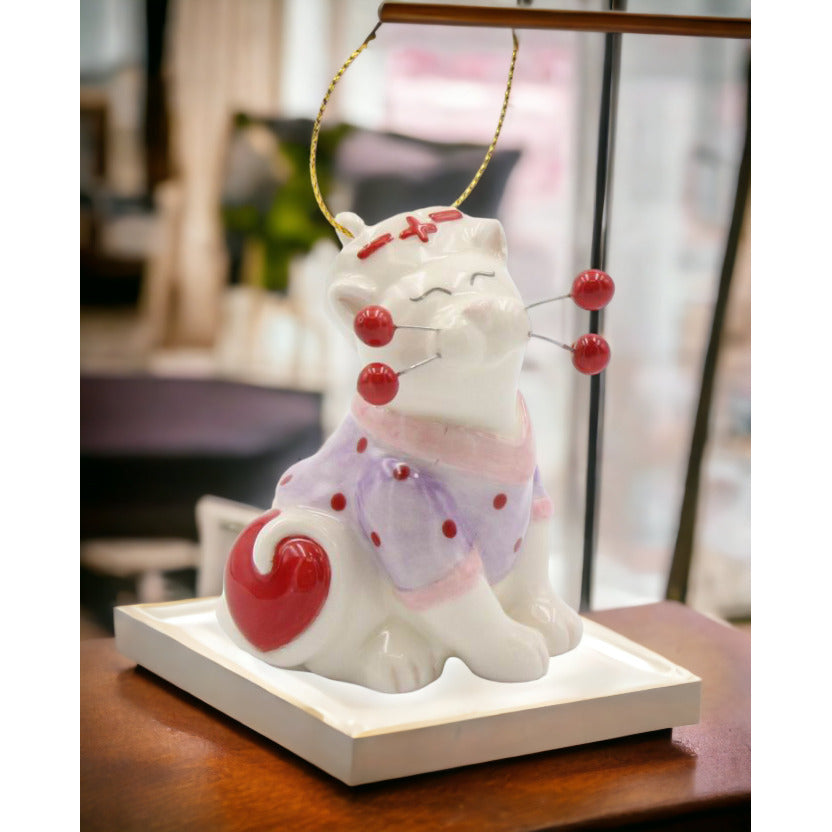 Ceramic Cat Nurse Ornament 2.1in Gift for Cat Lovers Image 1