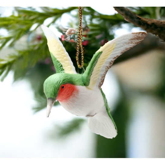 Ceramic Hummingbird Ornament 3in Hand Painted Vintage Image 1