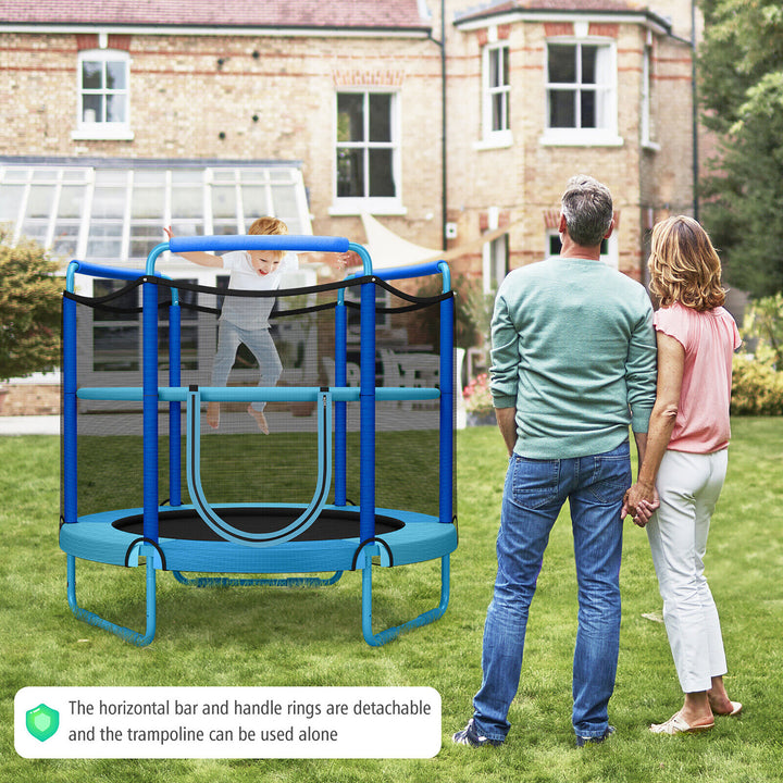 5FT Kids 3-in-1 Game Seamless Trampoline W/ Enclosure Net Spring Pad In/ Outdoor Image 3
