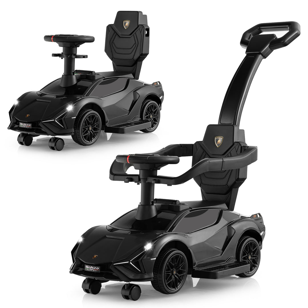 3-in-1 Licensed Lamborghini Ride on Push Car Walking Toy Stroller with USB Port Image 2