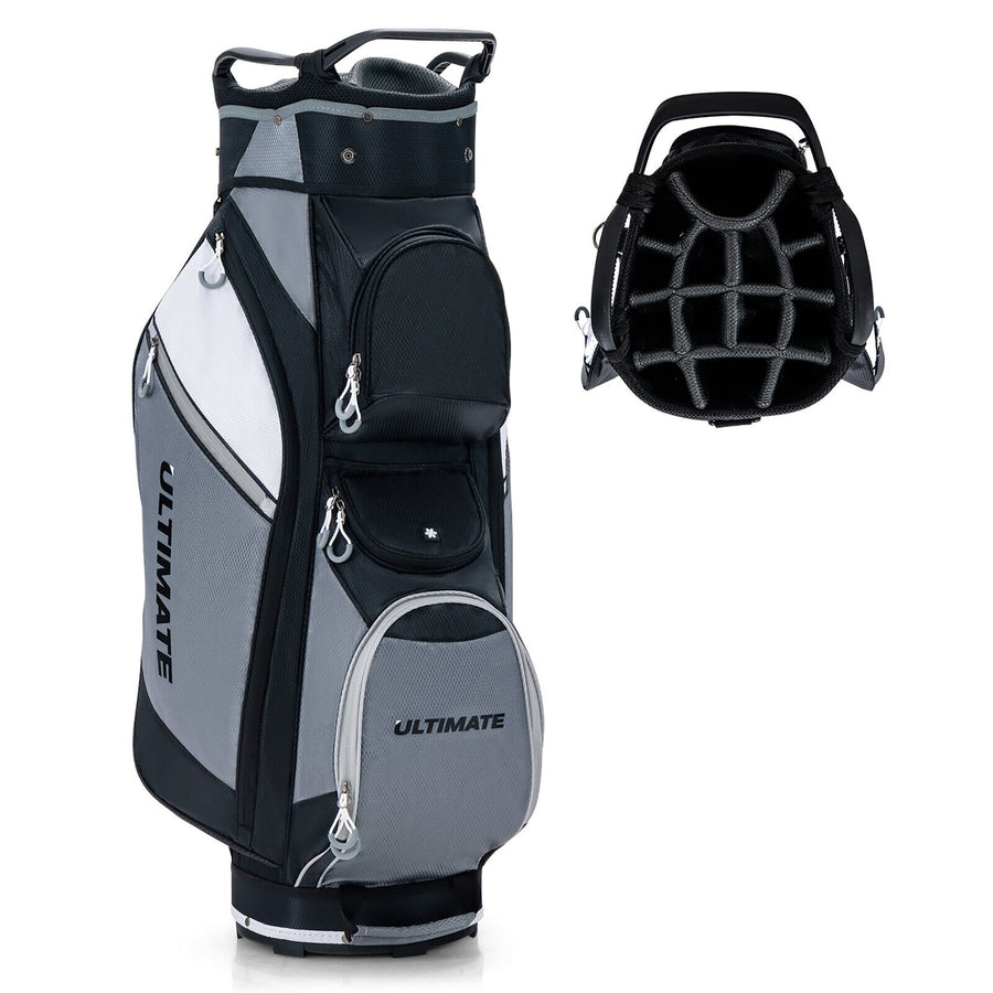 10" 14-Way Golf Cart Stand Bag w/Cooler Bag Waterproof Valuable Pocket Rain Hood Image 1