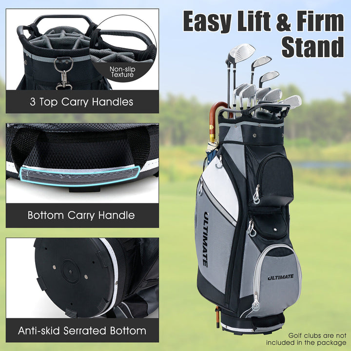 10" 14-Way Golf Cart Stand Bag w/Cooler Bag Waterproof Valuable Pocket Rain Hood Image 9