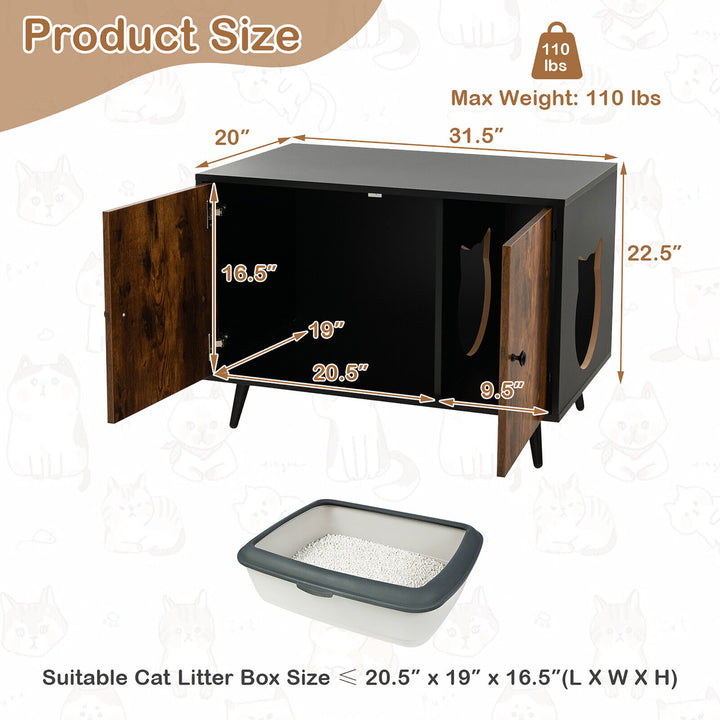 Industrial Cat Litter Box Enclosure Hidden Washroom Cat House End Table Cabinet Image 2