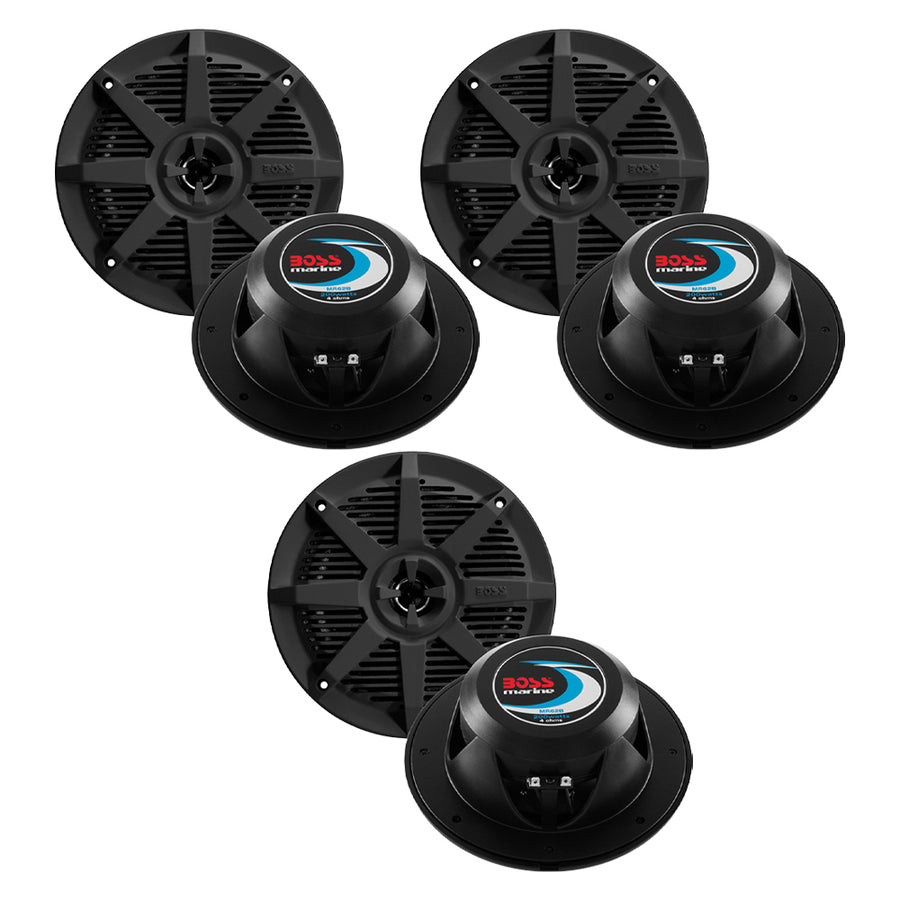 BOSS MR62B 6.5 Inch Marine Speakers 200 Watts Waterproof Full Range Pair 3 Pack Image 1