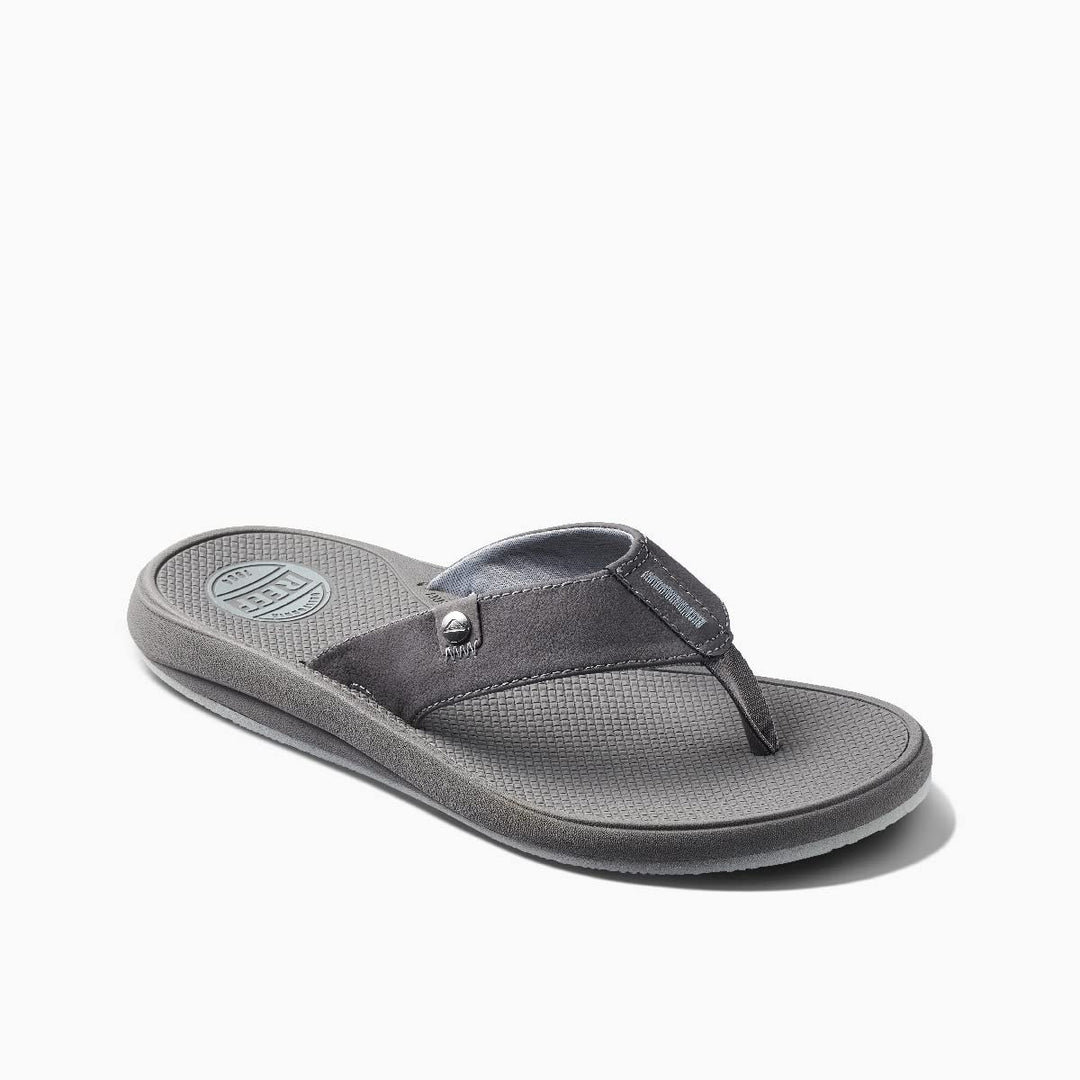 REEF Mens Phantom Nias Flip Flops Light Grey CJ1681 Vegan Leather Comfort Image 1