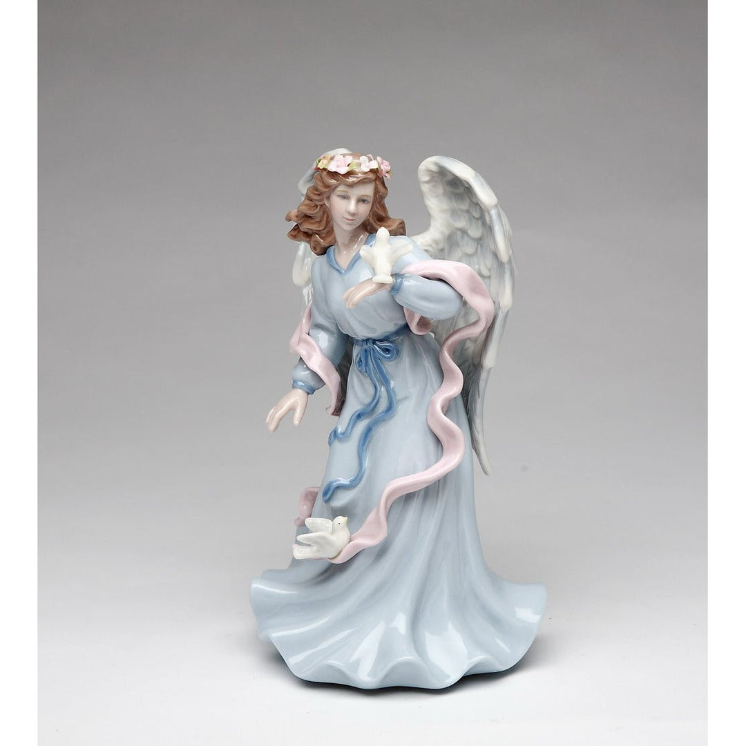 Ceramic Angel Holding Dove Music Box Home  8" Image 2