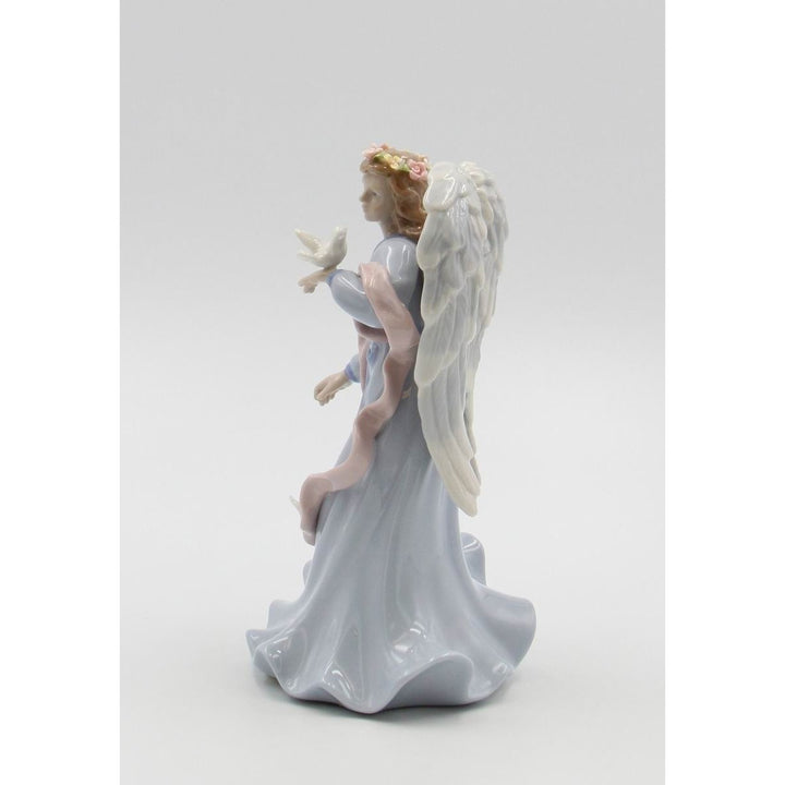 Ceramic Angel Holding Dove Music Box Home  8" Image 3