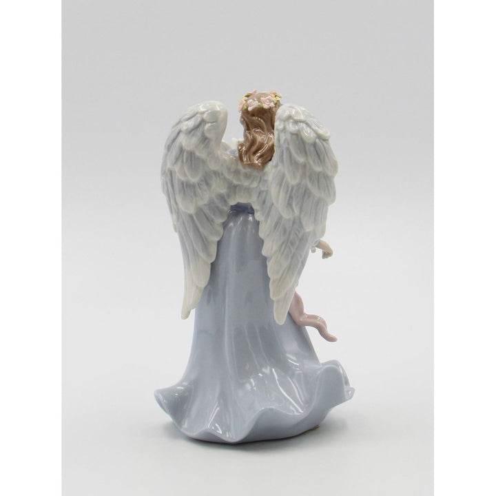 Ceramic Angel Holding Dove Music Box Home  8" Image 4