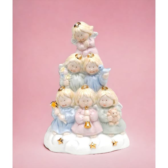 Ceramic Angel Tree Music Box 4x3.25x5.75 Jesus Loves The Little Children Gift Image 2