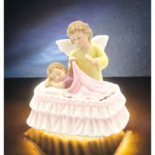 Ceramic Guardian Angel Music Box  4.5 Inch Image 2