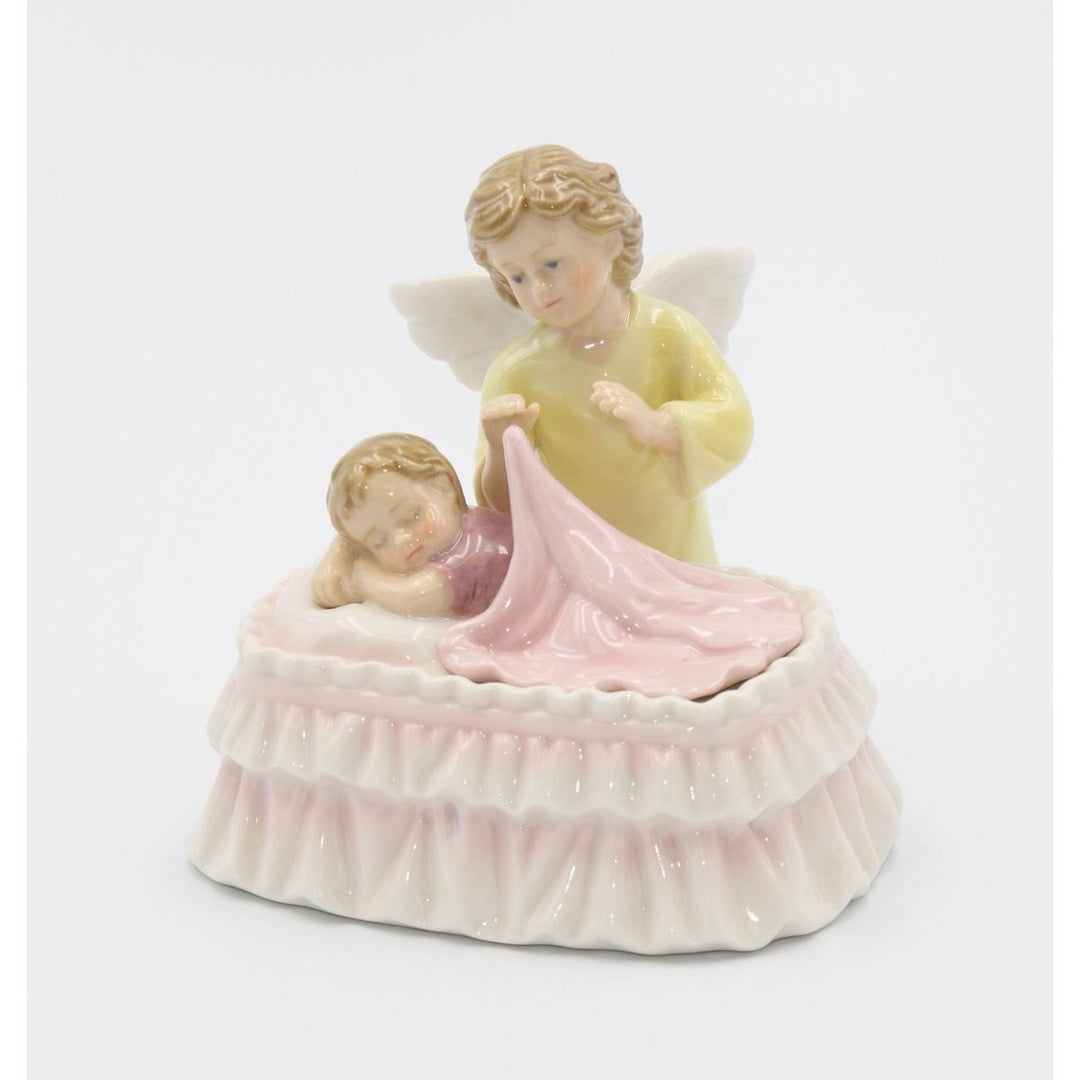 Ceramic Guardian Angel Music Box  4.5 Inch Image 3