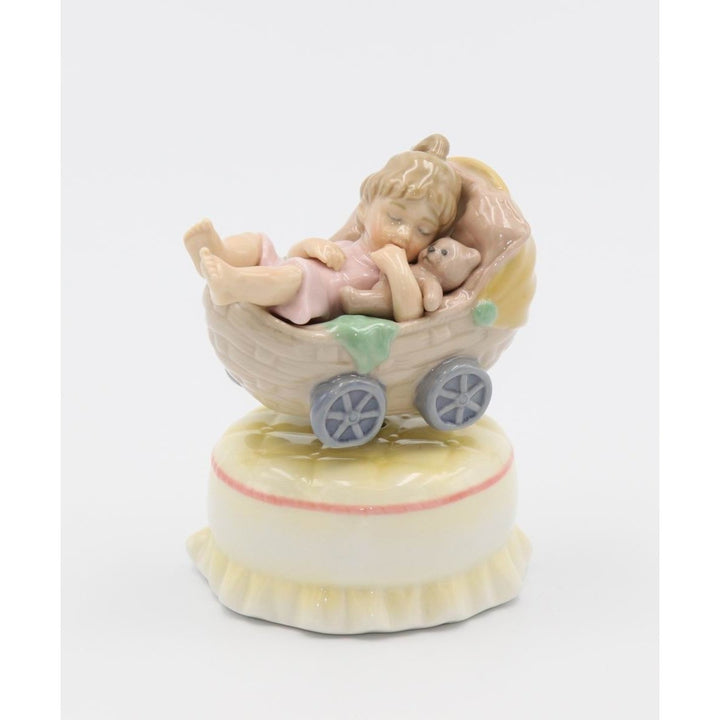 Ceramic Little Girl Music Box Baby Stroller 3.75x4 Image 3