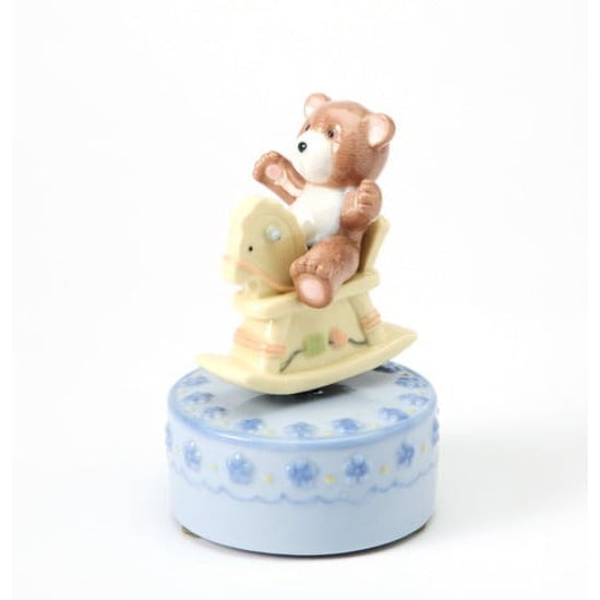 Ceramic Rocking Horse Music Box with Bear 3x4.75 Handcrafted Gift Image 3