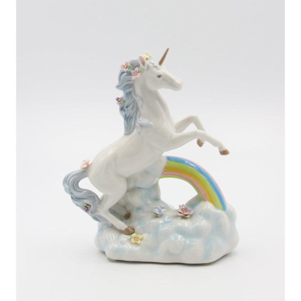 Ceramic Unicorn Musical Box Rainbow  Horse Image 2