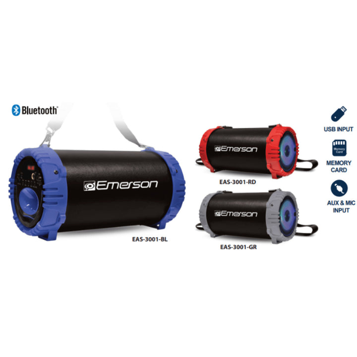 Emerson Portable Bluetooth Speaker LED Lighting EAS-3001 Carrying Strap Red Image 4