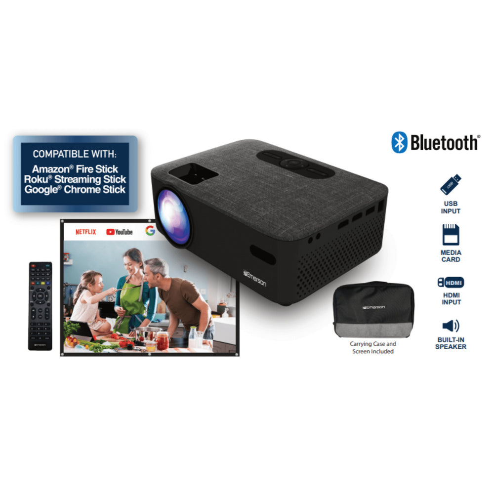Emerson Portable Projector with Portable Screen and Carry Case Image 2